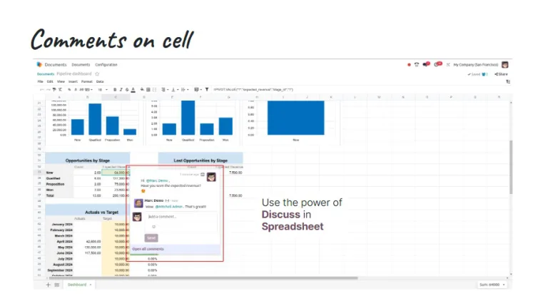 Odoo 18-spread sheet-comment on cell